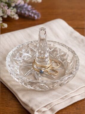 Vintage Bohemia Crystal Ring Holder Starburst | Cut Jewelry Stand